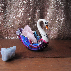 Crystal keeper ceramic swan dish