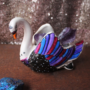 swan crystal holder planter by Laura Lee Designs 