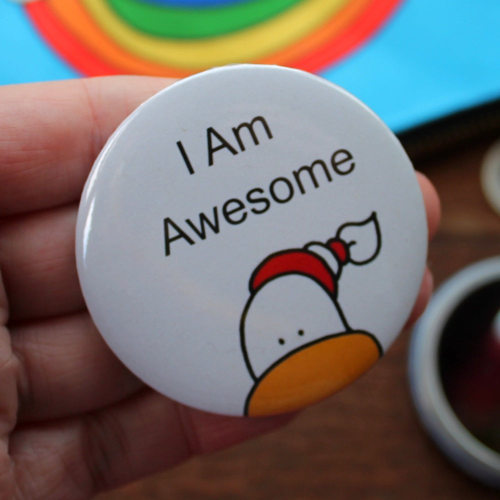 I am awesome seagull duck pocket mirror by Laura Lee Designs 