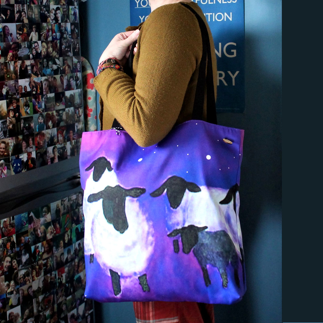 Galaxy sheep luxury tote bag by Laura Lee Designs Cornwall