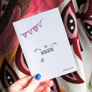 Cyril & Myrtle Love Bug Card & Envelope - Blank Inside - Funny - Woodlouse - Entomology