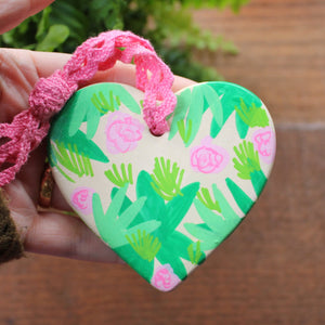 Roses and ferns heart by Laura lee designs Cornwall