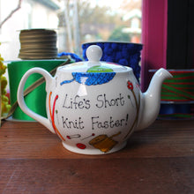 Load image into Gallery viewer, Hand painted knitters teapot Laura Lee Designs 