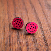 Load image into Gallery viewer, Pink wooden button studs by Laura Lee designs 