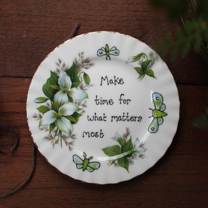Green moths The Vintage Pimp repurposed plate by Laura Lee Designs Cornwall
