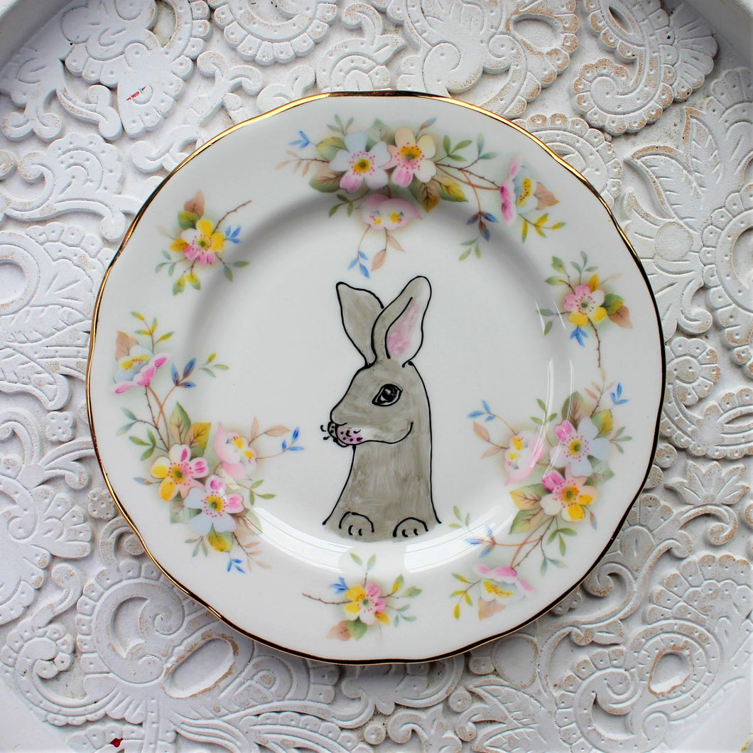 Grey Rex rabbit The vintage pimp by Laura Lee Designs Cornwall