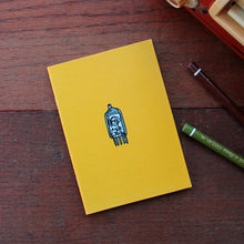 Load image into Gallery viewer, Vintage radio valve notebook in bright yellow by Laura Lee Designs 