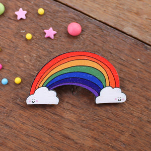 Rainbow Brooch - Wooden - Love - Pride - Friendship
