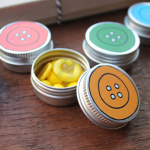 Rainbow tin set button tins by Laura Lee Designs 
