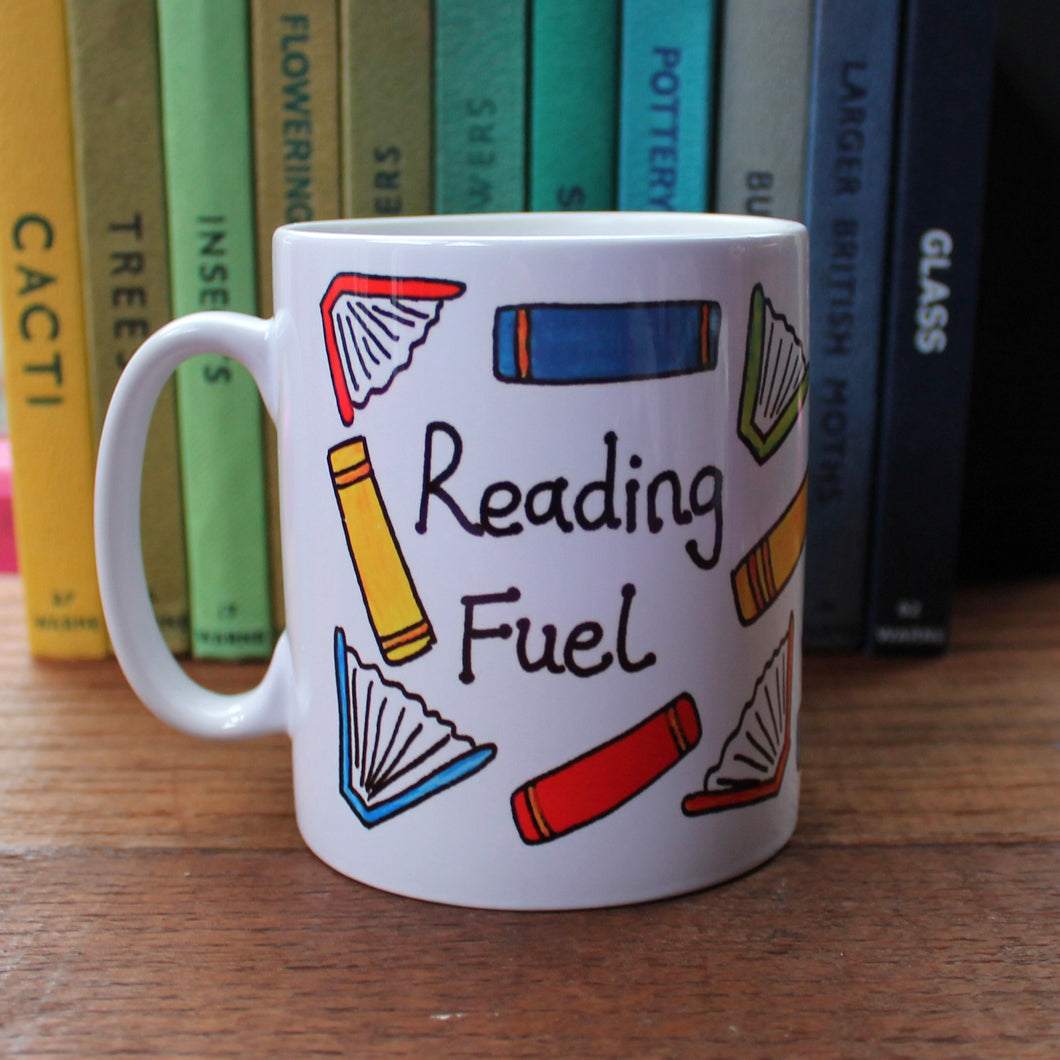 Colourful readers mug Reading fuel mug by Laura Lee Designs Cornwall