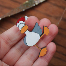 Load image into Gallery viewer, Cornish seagull christmas badge by Laura Lee Designs wooden