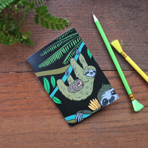 Sloth Notebook - 36 Plain Pages - Pocket Size - 100% Recycled - Eco