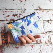 Load image into Gallery viewer, Crafters storage pouch Blue watercolour flowers by Laura Lee Designs 