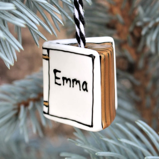 Book ornament hand painted by Laura Lee Designs Cornwall