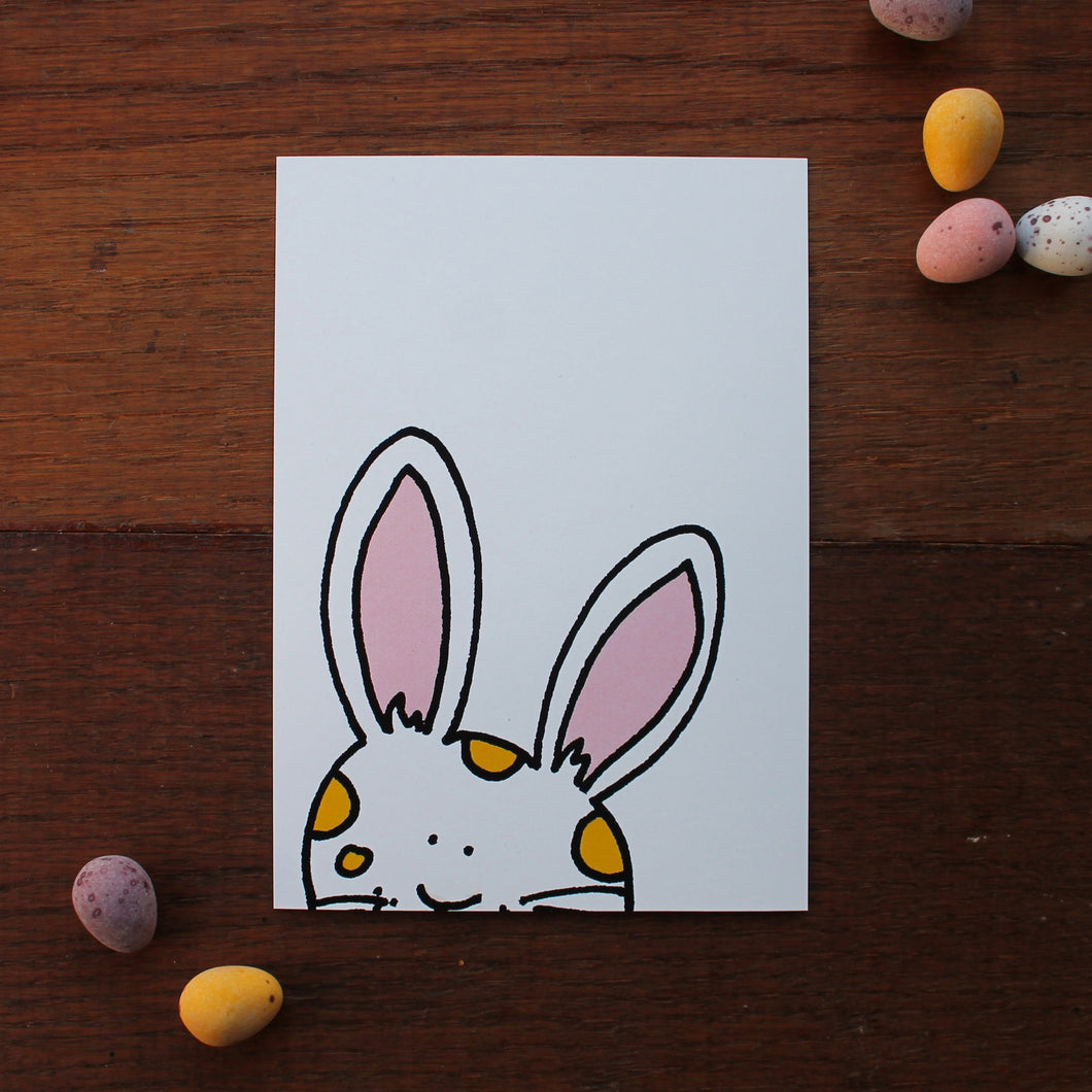 Peeking bunny postcard easter card by Laura Lee Designs Cornwall