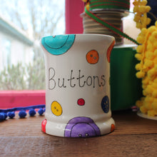 Load image into Gallery viewer, Hand painted button storage jar by Laura lee designs in Cornwall 