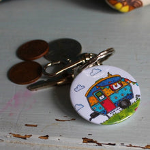 Load image into Gallery viewer, caravan keyring colourful bag charm by Laura Lee Designs Cornwall