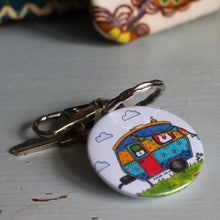Load image into Gallery viewer, Colourful caravan keyring by Laura Lee Designs in Cornwall