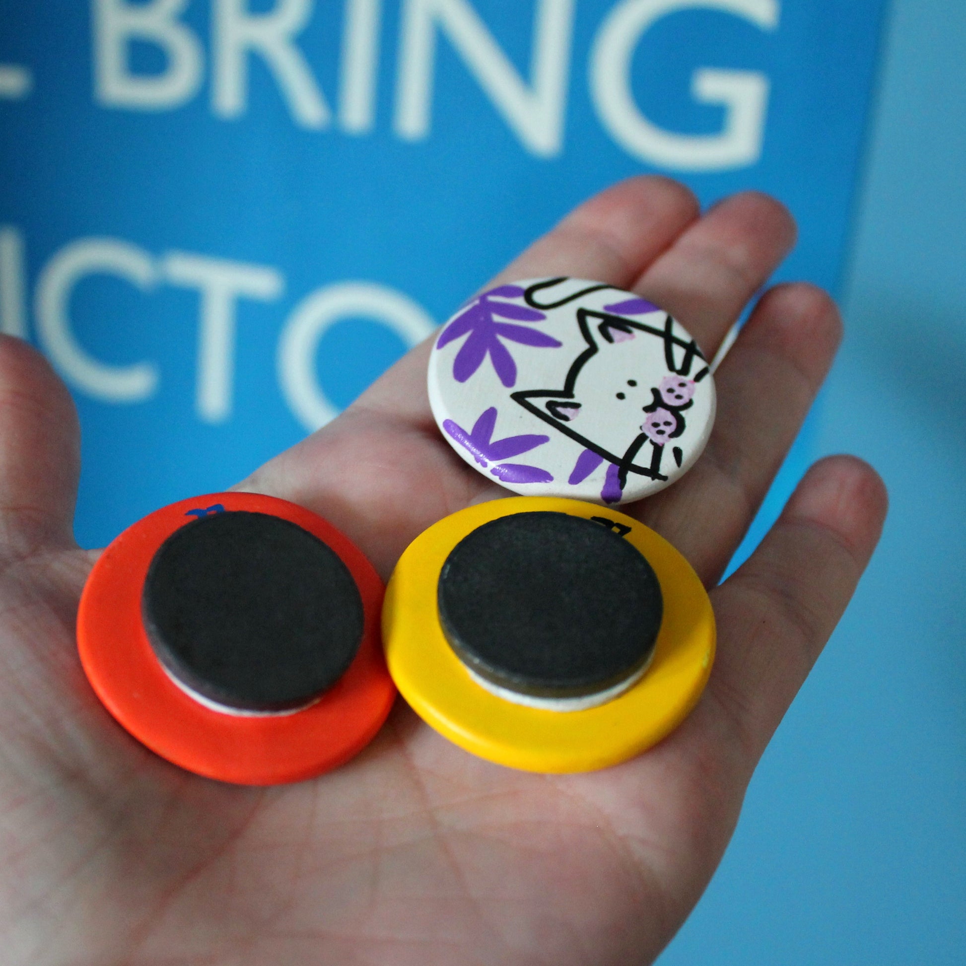 Laura Lee Designs Handpainted Ceramic Cat Magnets