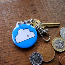 Load image into Gallery viewer, Merry weather cloud keyring with keys and coins by Laura Lee Designs 