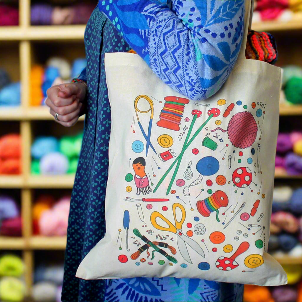 Laura Lee Designs Knitting Sewing Craft Design Cotton Tote Bag