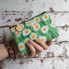 Load image into Gallery viewer, Daisies purse, colourful storage bag by Laura lee designs Cornwall