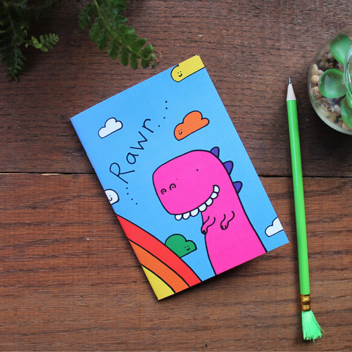 Dinosaur rainbow notebook by Laura Lee Designs Cornwall