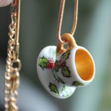Holly Teacup Necklace by Laura Lee Designs