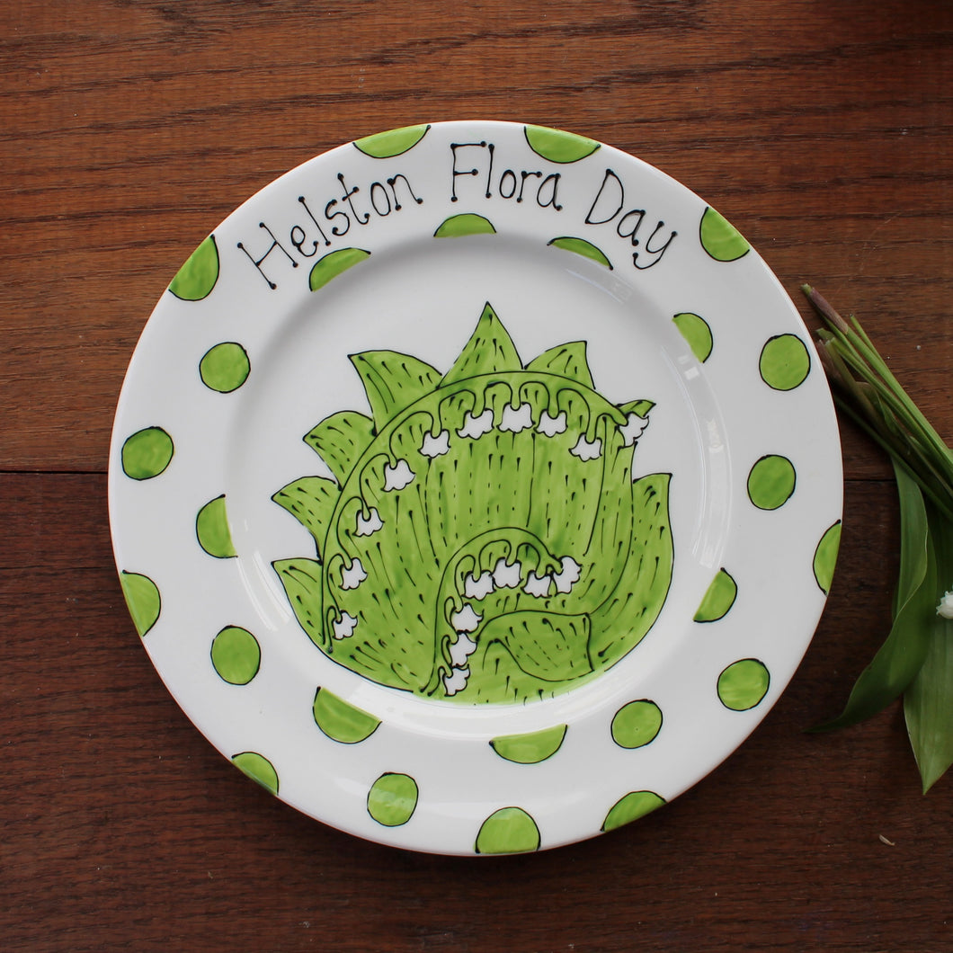Helston Flora Day Display Plate - Lily Of The Valley - Ceramic - Hand Painted