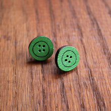 Load image into Gallery viewer, Green wooden button studs by Laura Lee Designs 