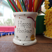 Load image into Gallery viewer, Happy hooker crochet needle storage jar by Laura lee designs Cornwall craft room storage crocheting gift