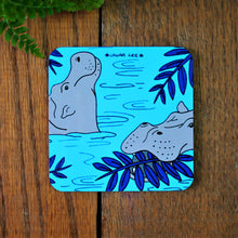 Load image into Gallery viewer, Hippo coaster in blue Laura Lee designs Cornwall