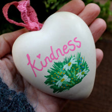 Load image into Gallery viewer, Kindness bee hive heart hand painted heart by Laura Lee Designs 