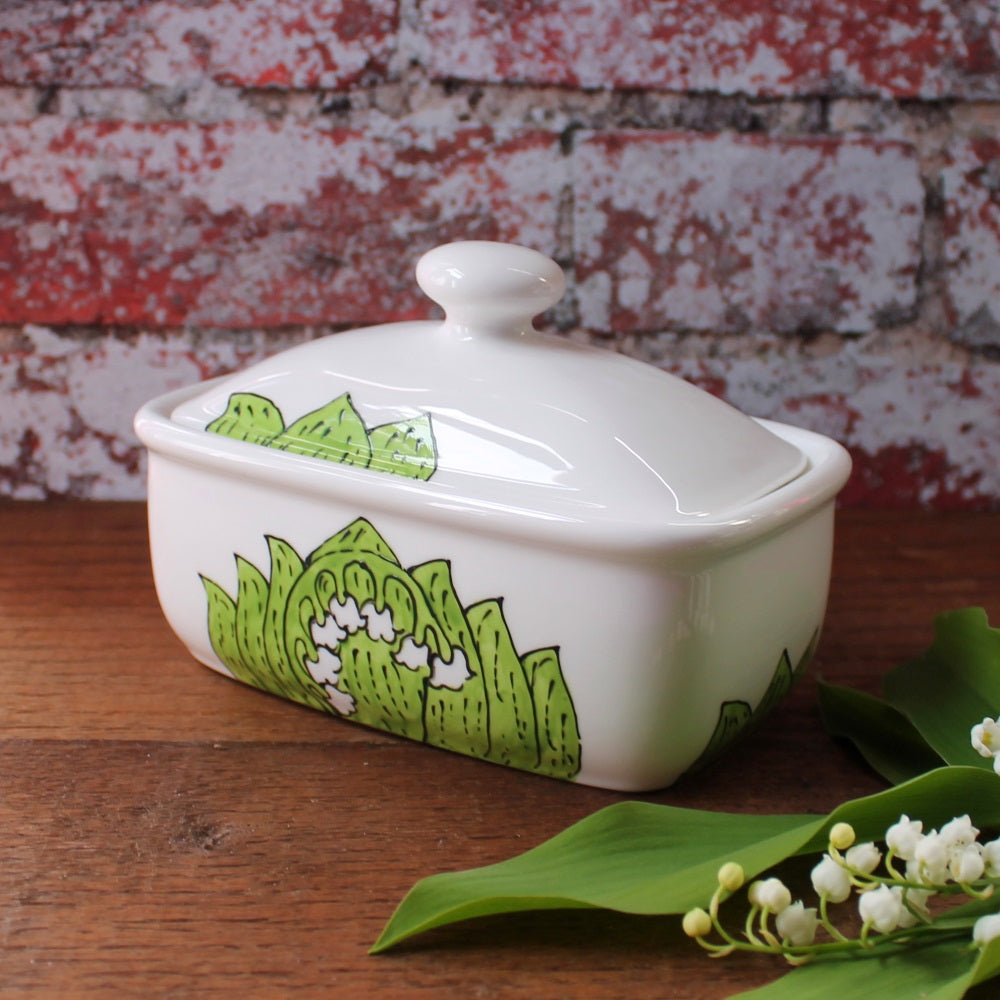 Butter dish Lily of the valley by Laura lee Designs Cornwall