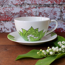 Load image into Gallery viewer, Jumbo teacup and saucer Lily of the valley by Laura lee Designs Cornwall