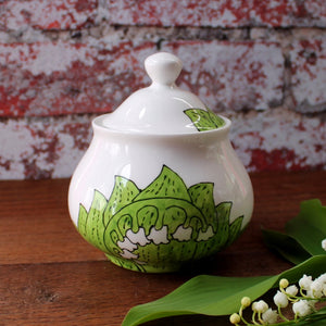 Jam pot Lily of the valley by Laura lee Designs Cornwall