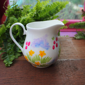 Hand painted floral jug by Laura Lee Designs Cornwall