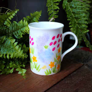 Meadow flowers hand painted mug by Laura Lee Designs 