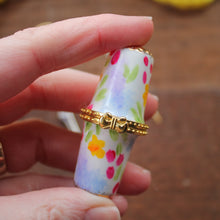 Load image into Gallery viewer, Floral sewing needle case with gold bow clasp hand painted in Cornwall by Laura Lee