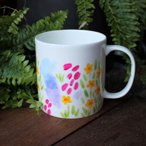 Jumbo sized pretty floral mug by Laura Lee Designs Cornwall