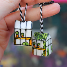 Load image into Gallery viewer, Miniature green house china hand painted house by Laura Lee Designs