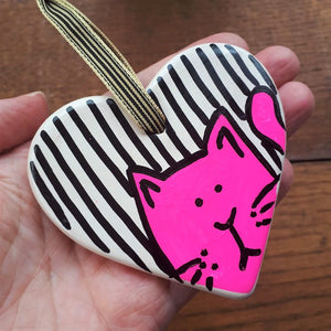 Pink neon cat heart by Laura Lee Designs 