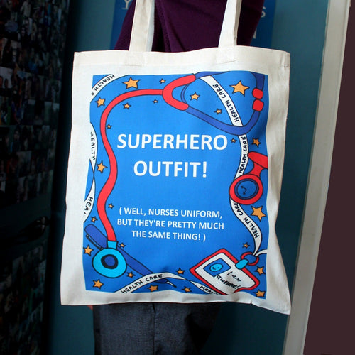 Superhero outfit nurses bag funny nurse's gift by Laura lee Designs Cornwall