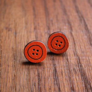 Orange wooden button studs by Laura Lee Designs 