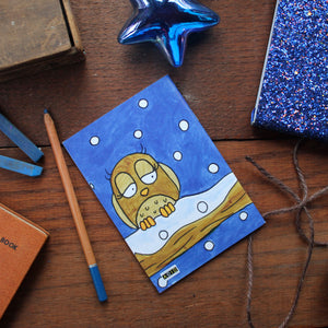 Colourful snowy owl note book by indie Artist Laura Lee Designs in Cornwall