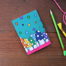 Load image into Gallery viewer, Rainbow mushrooms notebook by Laura Lee Designs 
