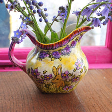 Load image into Gallery viewer, Purple floral bunny jug by the vintage pimp by Laura Lee Designs 