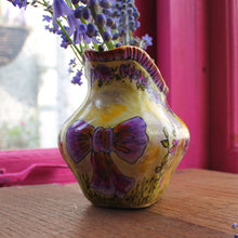 Load image into Gallery viewer, Hand painted purple bow on the vintage pimp bunny jug by Laura Lee Designs 