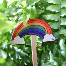 Load image into Gallery viewer, Wooden rainbow plant stick plant pot decoration by Laura Lee Designs