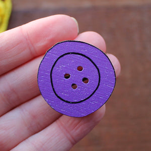 Purple button brooch by Laura Lee Designs in Cornwall